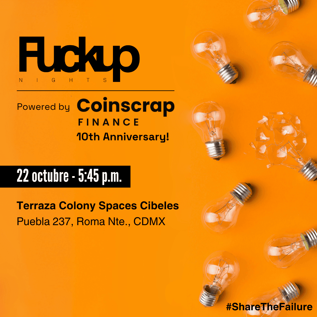 Fuckup Nights X Coinscrap Finance | 10° Aniversario